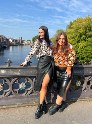 Tie Me A River - Black PU Midi Wrap Skirt