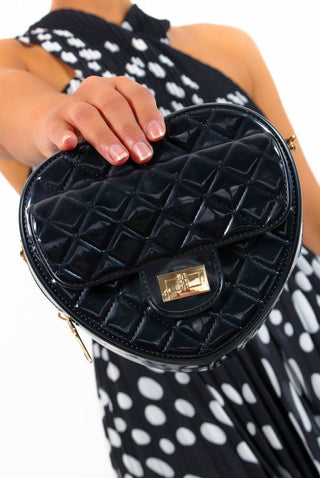 Follow Your Heart - Black Quilted Jelly Heart Bag