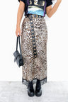 Could Care Lace - Leopard Lace Hem Midi Skirt