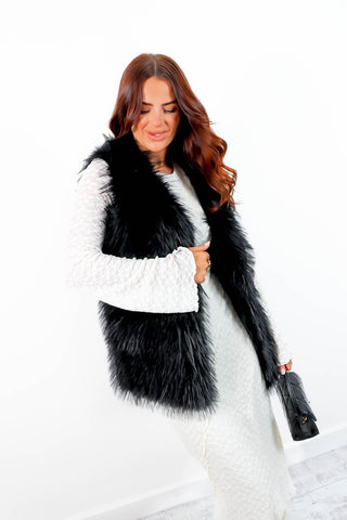 I'm Fur Real - Black Faux Fur Gilet