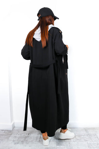 Mac To Basics - Black 2 in 1 Hoodie Trench Coat