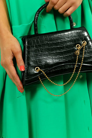 Pin Up Girl - Black Croc Mini Handbag
