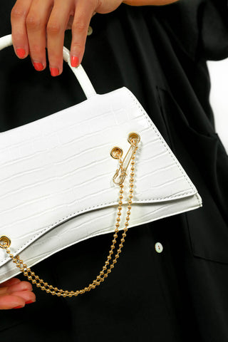 Pin Up Girl - White Croc Mini Handbag