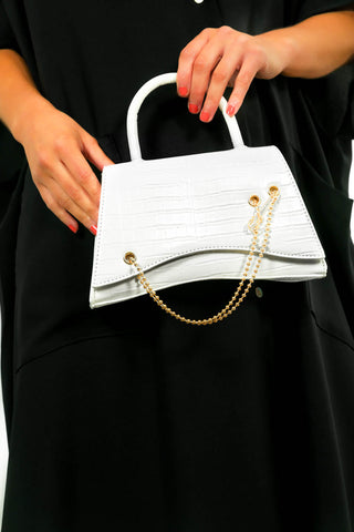 Pin Up Girl - White Croc Mini Handbag