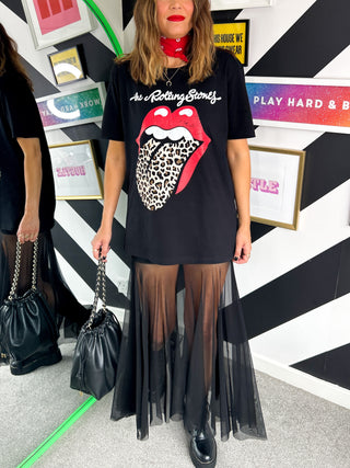Serious About Style  - Black Mesh Midi Skirt