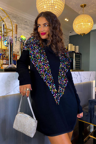 Shimmer And Shine - Black Multi Sequin Knitted Jumper