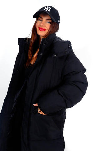 Take Cover - Black Padded Pocket Puffer Coat