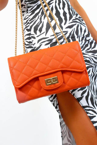 Talk The Talk - Orange Faux Leather Shoulder Bag