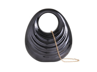 A Touch Of Elegance - Black Ripple Design Box Clutch Bag