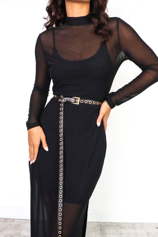 Alarm Belts - Black Gold Eyelet Belt