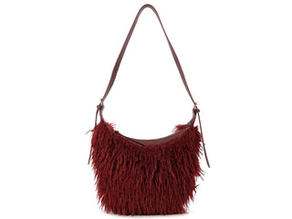 All Fur You - Burgundy Faux Fur Shoulder Bag