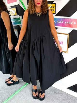 All Of The Drama - Black Flared Midi Dress