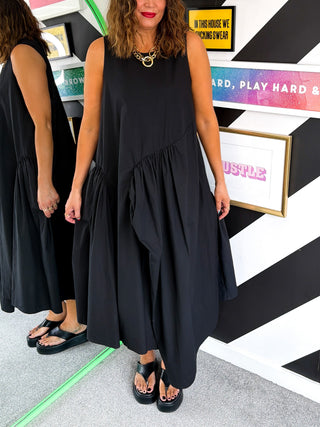 All Of The Drama - Black Flared Midi Dress