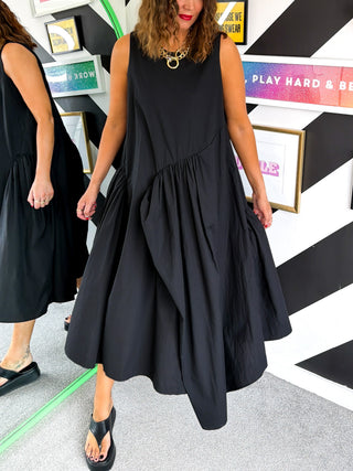All Of The Drama - Black Flared Midi Dress