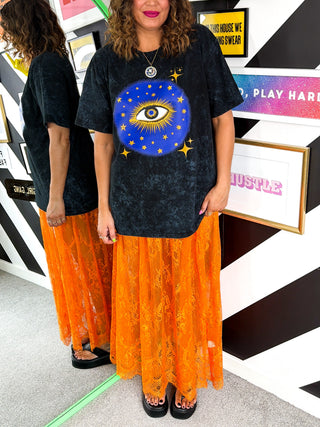 All Seeing Eye - Acid Wash Graphic Eye Print T-shirt