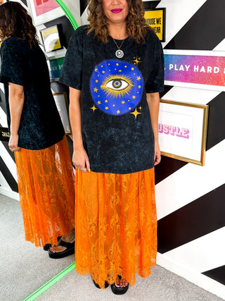 All Seeing Eye - Acid Wash Graphic Eye Print T-shirt
