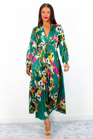 Beauty In Everything - Forest Multi Printed Pleated Midi Dress