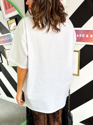 Blingkini Season - White Oversized Bikini Print T-shirt