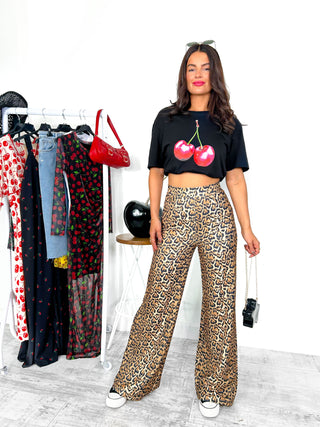 Big Ambitions - Leopard Print Wide Leg Trouser