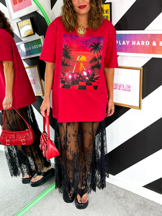 Cherry Much In Love - Red Cherry Sunset Oversized T-shirt