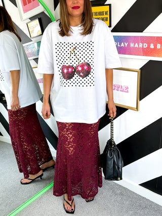 Cherry On Top - Polka Dot Cherry Disco Oversized T-shirt