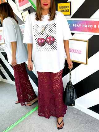 Cherry On Top - Polka Dot Cherry Disco Oversized T-shirt