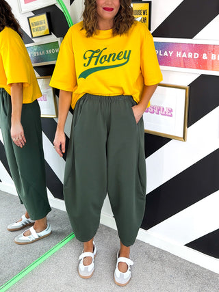 Comfy & Casual - Khaki Barrel Leg Joggers