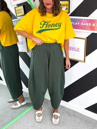 Comfy & Casual - Khaki Barrel Leg Joggers