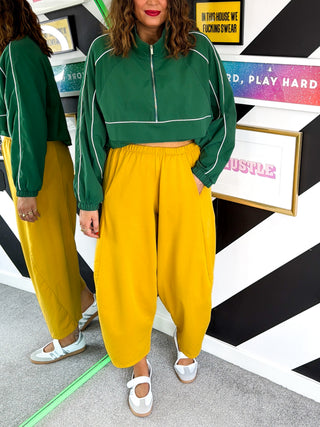 Comfy & Casual - Mustard Barrel Leg Joggers