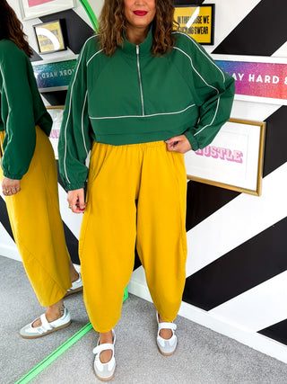 Comfy & Casual - Mustard Barrel Leg Joggers