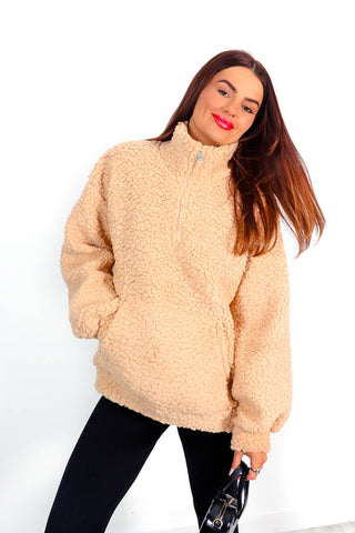 Cosy Doll - Beige Teddy Zipped Jumper