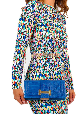 Crossed The Line - Royal Blue Croc Print Crossbody Bag