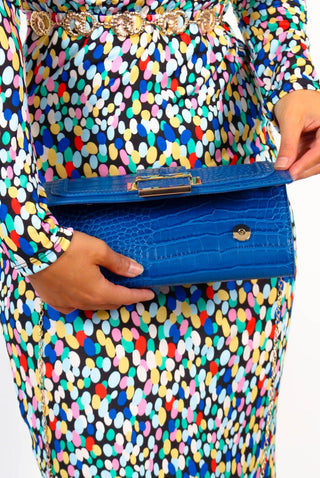 Crossed The Line - Royal Blue Croc Print Crossbody Bag