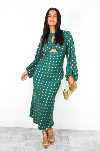 Cut Them Out - Forest Gold Foil Spot Midi Dress