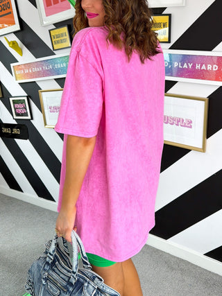 Dopamine Hit - Pink Acid Wash Cake Print T-shirt