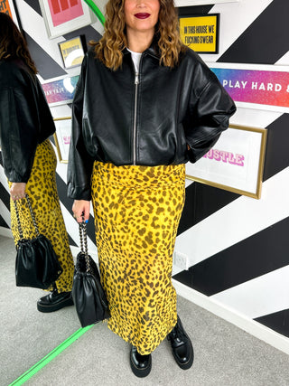 Effortlessly Cool - Black Faux Leather Bomber Jacket