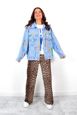 Embellish The Truth - Light Blue Embellished Denim Jacket
