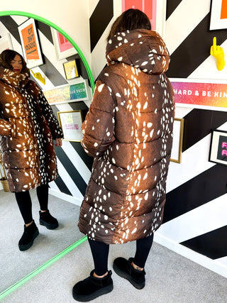 Fawn To Be Wild - Bambi Print Padded Coat
