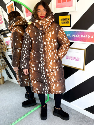 Fawn To Be Wild - Bambi Print Padded Coat