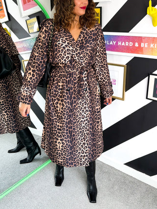 Feline Fabulous - Leopard Print Belted Mac Coat