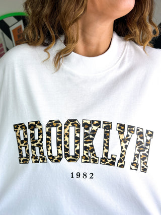 Fierce Affair - Leopard Print Brooklyn Slogan Oversized T-Shirt