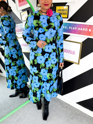 Floral About Me - Black Blue Floral Maxi Dress