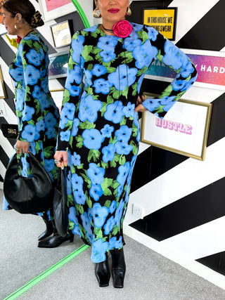 Floral About Me - Black Blue Floral Maxi Dress