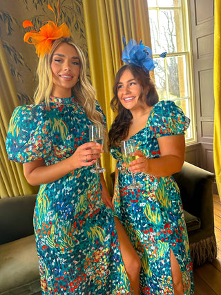 Got The Flower - Blue Multi Lurex Floral Midi Dress