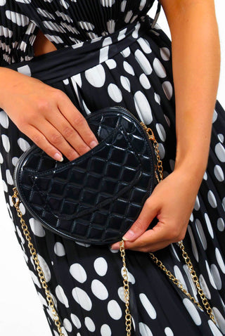 Follow Your Heart - Black Quilted Jelly Heart Bag