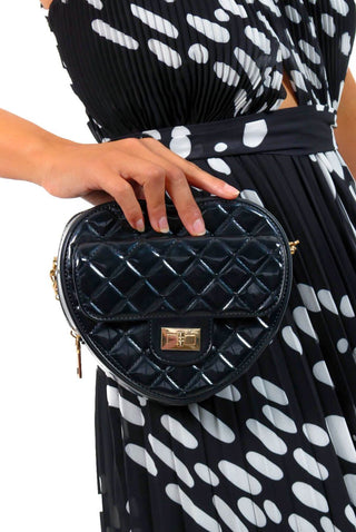 Follow Your Heart - Black Quilted Jelly Heart Bag