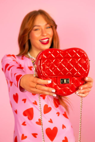 Follow Your Heart - Red Quilted Jelly Heart Bag