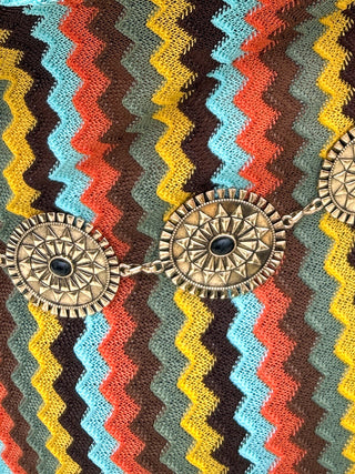 Free Spirit - Gold Circular Chain Belt With Black Stones