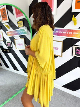 Gathering Compliments - Lemon Gathered Oversized Top