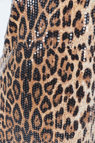 Glow Get It - Clear Sequin Leopard Print Mini T-Shirt Dress